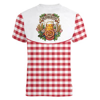 Oktoberfest Women V-Neck T-Shirt Country Cowboy Style Red Version