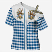 Oktoberfest Cross Shoulder Shirt Country Cowboy Style Blue Version