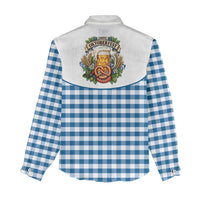 Oktoberfest Women Casual Shirt Country Cowboy Style Blue Version
