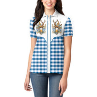 Oktoberfest Women Polo Shirt Country Cowboy Style Blue Version