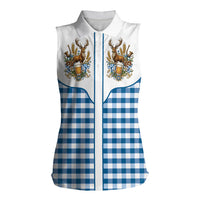 Oktoberfest Women Sleeveless Polo Shirt Country Cowboy Style Blue Version