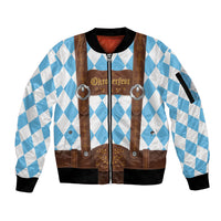 Personalized Lederhosen Oktoberfest Costume Sleeve Zip Bomber Jacket