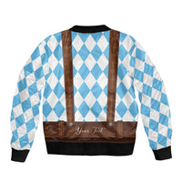 Personalized Lederhosen Oktoberfest Costume Sleeve Zip Bomber Jacket