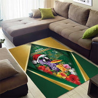 Dominica Christmas Area Rug Funny Santa Sisserou Parrot - Wonder Print Shop