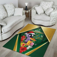 Dominica Christmas Area Rug Funny Santa Sisserou Parrot - Wonder Print Shop