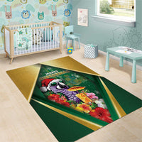 Dominica Christmas Area Rug Funny Santa Sisserou Parrot - Wonder Print Shop