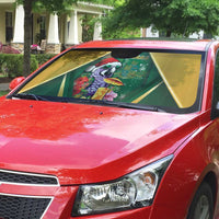 Dominica Christmas Auto Sun Shade Funny Santa Sisserou Parrot - Wonder Print Shop
