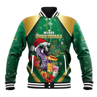Dominica Christmas Baseball Jacket Funny Santa Sisserou Parrot - Wonder Print Shop