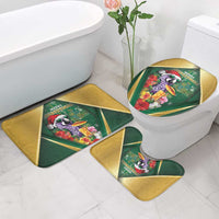 Dominica Christmas Bathroom Set Funny Santa Sisserou Parrot - Wonder Print Shop