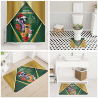 Dominica Christmas Bathroom Set Funny Santa Sisserou Parrot - Wonder Print Shop
