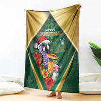 Dominica Christmas Blanket Funny Santa Sisserou Parrot - Wonder Print Shop