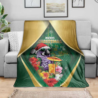 Dominica Christmas Blanket Funny Santa Sisserou Parrot - Wonder Print Shop