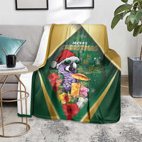 Dominica Christmas Blanket Funny Santa Sisserou Parrot - Wonder Print Shop