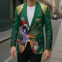 Dominica Christmas Blazer Funny Santa Sisserou Parrot - Wonder Print Shop