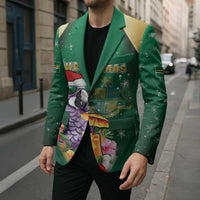 Dominica Christmas Blazer Funny Santa Sisserou Parrot - Wonder Print Shop