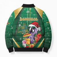 Dominica Christmas Bomber Puffer Jacket Funny Santa Sisserou Parrot - Wonder Print Shop