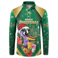 Dominica Christmas Button Sweatshirt Funny Santa Sisserou Parrot - Wonder Print Shop