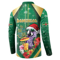 Dominica Christmas Button Sweatshirt Funny Santa Sisserou Parrot - Wonder Print Shop