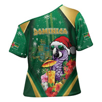 Dominica Christmas Cross Shoulder Shirt Funny Santa Sisserou Parrot - Wonder Print Shop