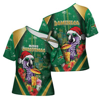 Dominica Christmas Cross Shoulder Shirt Funny Santa Sisserou Parrot - Wonder Print Shop