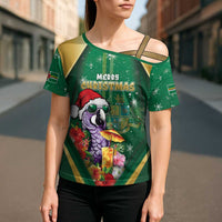 Dominica Christmas Cross Shoulder Shirt Funny Santa Sisserou Parrot - Wonder Print Shop