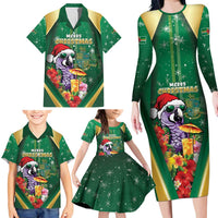 Dominica Christmas Family Matching Long Sleeve Bodycon Dress and Hawaiian Shirt Funny Santa Sisserou Parrot - Wonder Print Shop