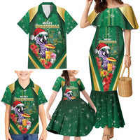 Dominica Christmas Family Matching Mermaid Dress and Hawaiian Shirt Funny Santa Sisserou Parrot - Wonder Print Shop