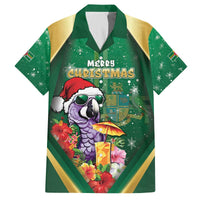 Dominica Christmas Family Matching Off The Shoulder Long Sleeve Dress and Hawaiian Shirt Funny Santa Sisserou Parrot - Wonder Print Shop