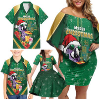 Dominica Christmas Family Matching Off Shoulder Short Dress and Hawaiian Shirt Funny Santa Sisserou Parrot - Wonder Print Shop