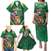 Dominica Christmas Family Matching Puletasi and Hawaiian Shirt Funny Santa Sisserou Parrot - Wonder Print Shop