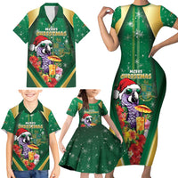 Dominica Christmas Family Matching Short Sleeve Bodycon Dress and Hawaiian Shirt Funny Santa Sisserou Parrot - Wonder Print Shop