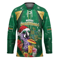 Dominica Christmas Hockey Jersey Funny Santa Sisserou Parrot - Wonder Print Shop