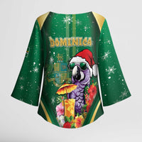 Dominica Christmas Kimono Sleeve Blouse Funny Santa Sisserou Parrot - Wonder Print Shop