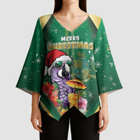 Dominica Christmas Kimono Sleeve Blouse Funny Santa Sisserou Parrot - Wonder Print Shop