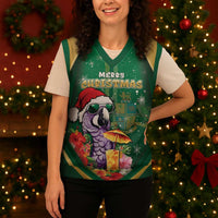Dominica Christmas Knitted V-Neck Vest Funny Santa Sisserou Parrot - Wonder Print Shop