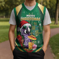 Dominica Christmas Knitted V-Neck Vest Funny Santa Sisserou Parrot - Wonder Print Shop
