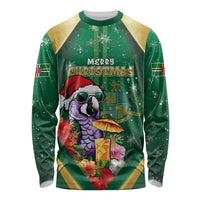 Dominica Christmas Long Sleeve Shirt Funny Santa Sisserou Parrot - Wonder Print Shop
