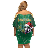 Dominica Christmas Off Shoulder Short Dress Funny Santa Sisserou Parrot - Wonder Print Shop