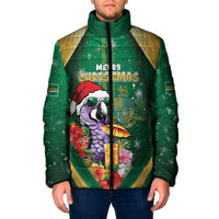 Dominica Christmas Padded Jacket Funny Santa Sisserou Parrot - Wonder Print Shop