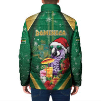 Dominica Christmas Padded Jacket Funny Santa Sisserou Parrot - Wonder Print Shop