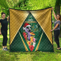 Dominica Christmas Quilt Funny Santa Sisserou Parrot - Wonder Print Shop
