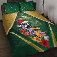 Dominica Christmas Quilt Bed Set Funny Santa Sisserou Parrot - Wonder Print Shop
