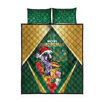 Dominica Christmas Quilt Bed Set Funny Santa Sisserou Parrot - Wonder Print Shop
