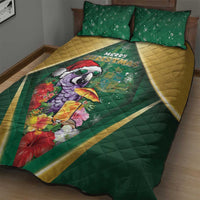 Dominica Christmas Quilt Bed Set Funny Santa Sisserou Parrot - Wonder Print Shop
