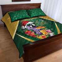 Dominica Christmas Quilt Bed Set Funny Santa Sisserou Parrot - Wonder Print Shop