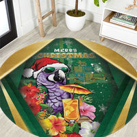 Dominica Christmas Round Carpet Funny Santa Sisserou Parrot - Wonder Print Shop