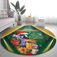 Dominica Christmas Round Carpet Funny Santa Sisserou Parrot - Wonder Print Shop