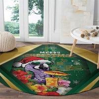 Dominica Christmas Round Carpet Funny Santa Sisserou Parrot - Wonder Print Shop