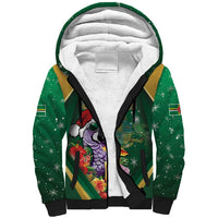 Dominica Christmas Sherpa Hoodie Funny Santa Sisserou Parrot - Wonder Print Shop