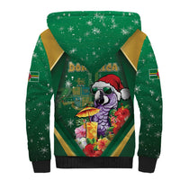 Dominica Christmas Sherpa Hoodie Funny Santa Sisserou Parrot - Wonder Print Shop